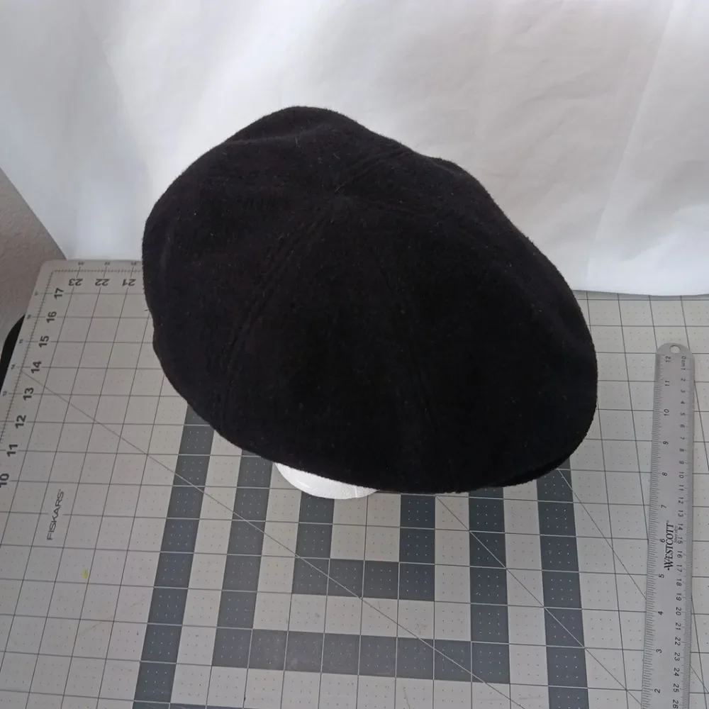 Aurega Milano Wool Flat Cap Black Made in Italy Size 59 Unisex